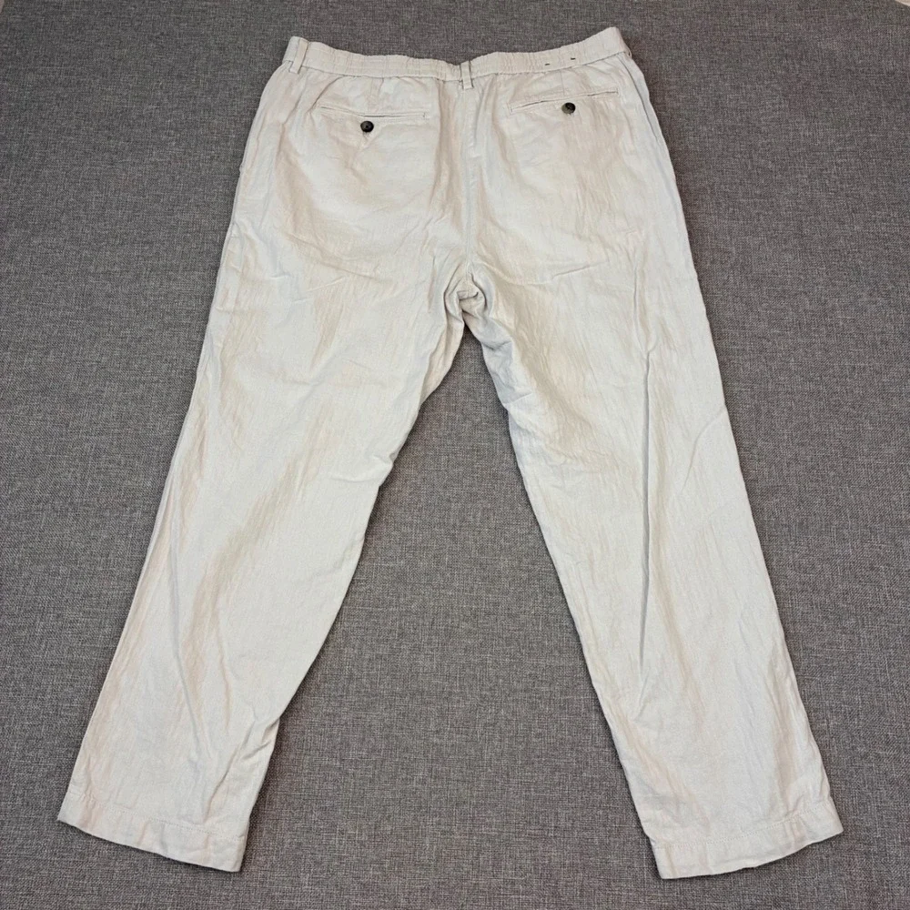 Banana Republic Mason Athletic Tapered Pants Mens 36x28 Beige Linen Cotton Blend